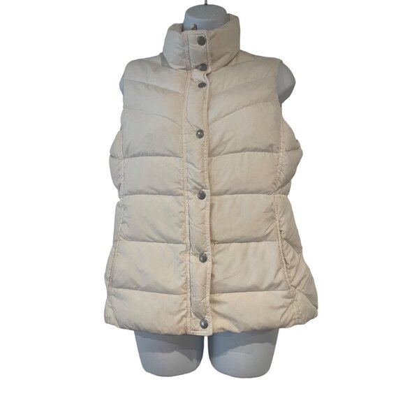 J.Crew Down Filled Quilted Puffer Vest Ivory Women's Size Med - Picture 1 of 6